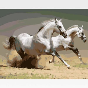 DIY White Horses Paint By Numbers Kit  - Pharaoh's Stallions - Painting By Numbers Kit - Artwerkes 