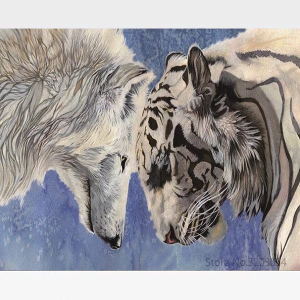 DIY Wolf & Tiger Painting By Numbers Kit - Painting By Numbers Kit - Artwerkes 