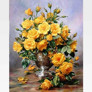 DIY Yellow Roses Paint By Numbers Kit  - Fashionista Blooms - Painting By Numbers Kit - Artwerkes 