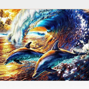Dolphin Paint By Numbers Kit - Painting By Numbers Kit - Artwerkes 