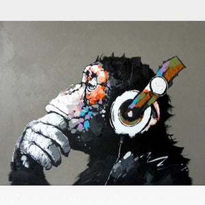 Funky Monkey With Headphones Paint By Numbers Kit - Painting By Numbers Kit - Artwerkes 