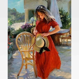 Lady In Red Paint By Numbers - Painting By Numbers Kit - Artwerkes 