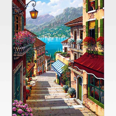 Image of Lake Como Paint By Numbers Kit - Painting By Numbers Kit - Artwerkes 