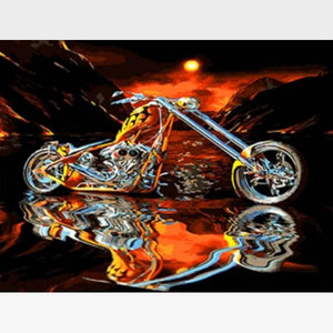 Motorbike Paint By Numbers Kit - Painting By Numbers Kit - Artwerkes 