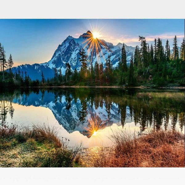 Mountain Reflection Paint By Numbers Kit - Painting By Numbers Kit - Artwerkes 