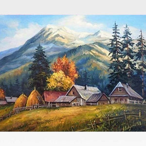 Paint By Numbers Mountain Scene - Painting By Numbers Kit - Artwerkes 