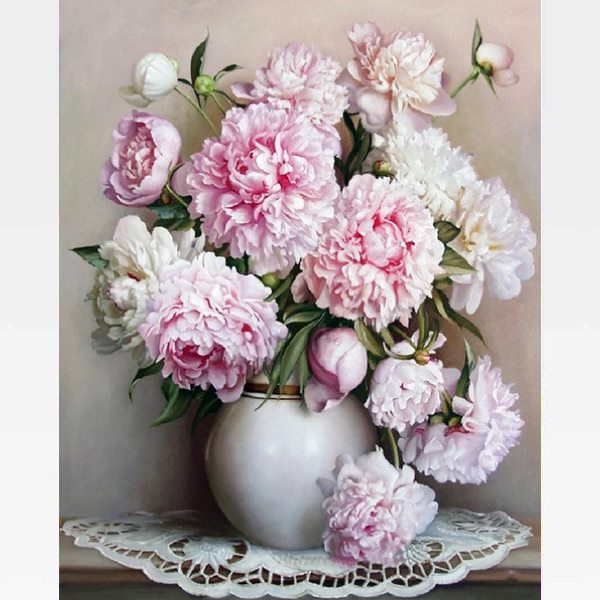 Peonies Flowers Paint By Numbers  Kit - Painting By Numbers Kit - Artwerkes 