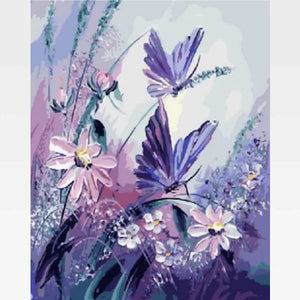 Purple Butterfly Paint By Numbers Kit - Painting By Numbers Kit - Artwerkes 