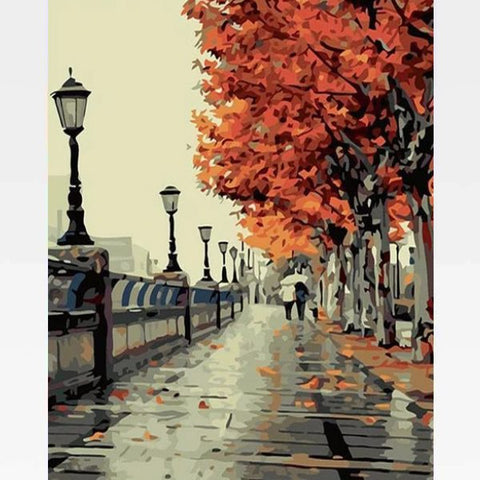 Image of Rainy Day Paint By Numbers Kit - Painting By Numbers Kit - Artwerkes 