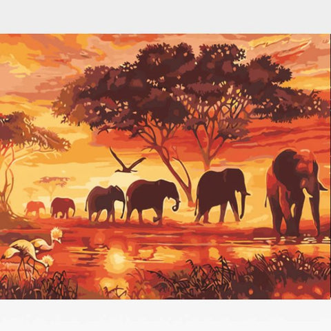 Image of Safari Paint By Numbers Kit For Adults - Painting By Numbers Kit - Artwerkes 