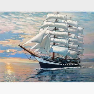 Sailing Ship Paint By Numbers Kit - Painting By Numbers Kit - Artwerkes 
