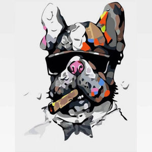 Smoking Dog Paint By Numbers Kit - Painting By Numbers Kit - Artwerkes 