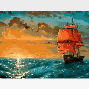 Sunrise At Sea  Paint By Numbers Kit For Adults - Painting By Numbers Kit - Artwerkes 