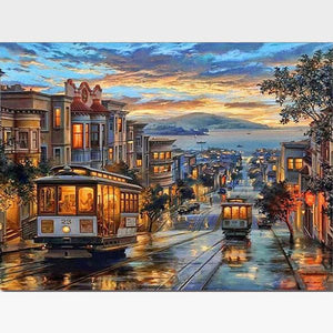 Tram Paint By Numbers Kit - Painting By Numbers Kit - Artwerkes 
