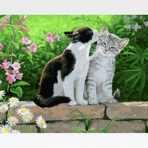 DIY Two Black Cat Painting  By Numbers Kit  - Feline Love - Painting By Numbers Kit - Artwerkes 