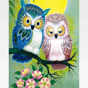 Two Owls Paint By Numbers Kit - Painting By Numbers Kit - Artwerkes 