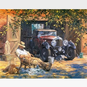 Vintage Car Paint By Numbers Kit - Painting By Numbers Kit - Artwerkes 
