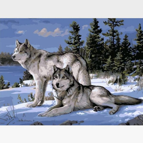 Image of Wolf Paint By Numbers Kit - Alpha Wolves - Painting By Numbers Kit - Artwerkes 