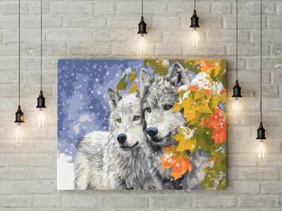 Image of DIY Grey Wolf Paint By Numbers Kit - Noble Wolves - Painting By Numbers Kit - Artwerkes 